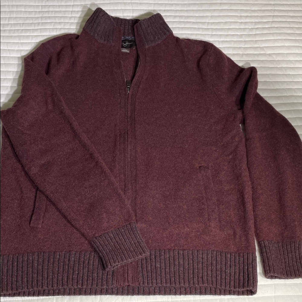 Black Brown 1826 Men's Maroon Zip-Up Sweater